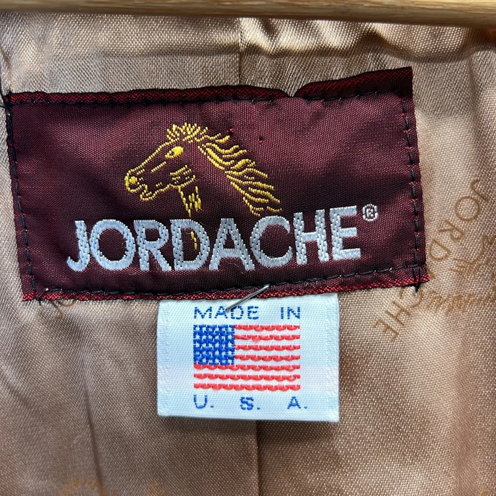 Vintage Jordache Faux Fur Glam Longline‎ Jacket Tan Satin Lined Made In USA Sz L
